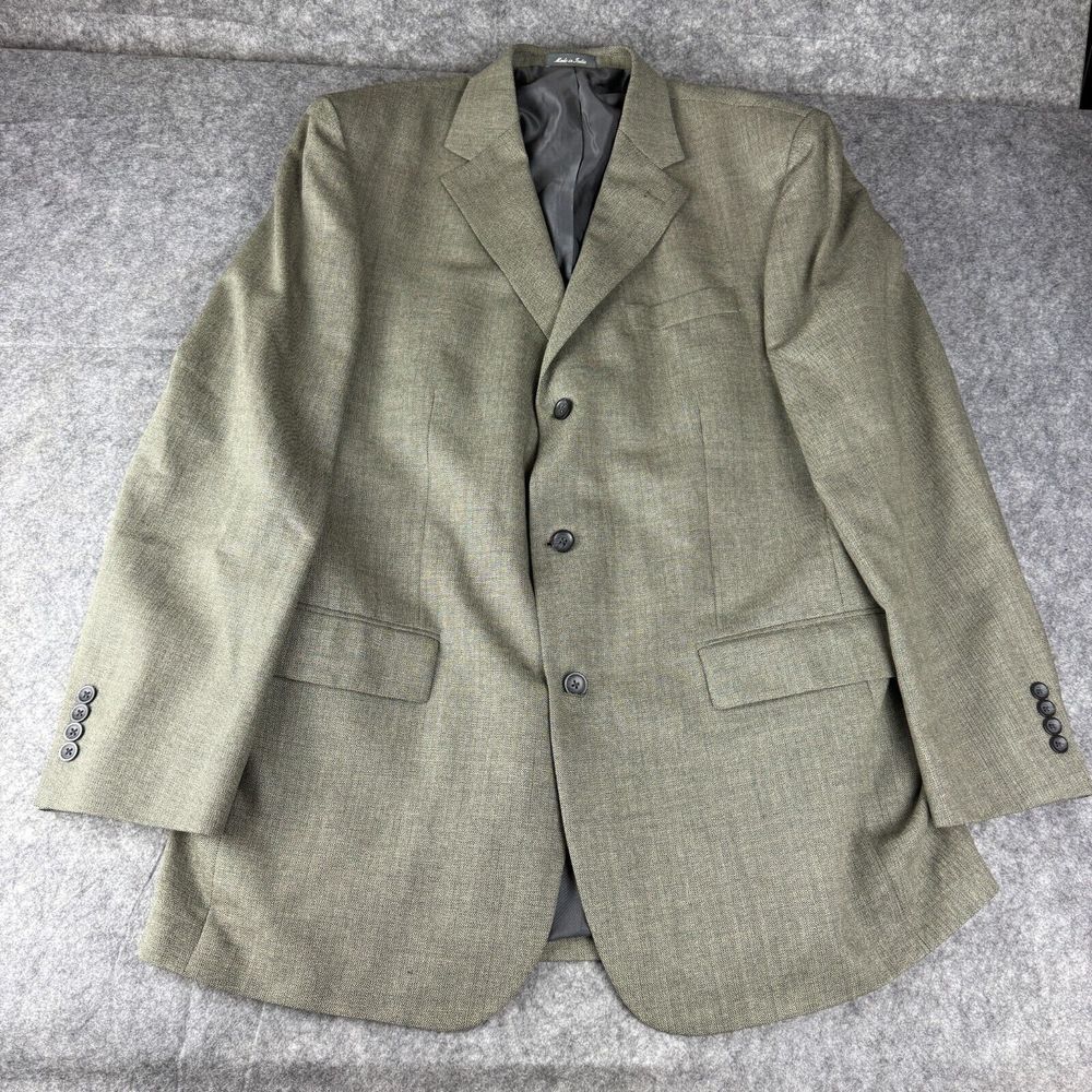 OSCAR DE LA RENTA 100% Wool Sports Coat Blazer 44L Khaki Tan Academia Preppy